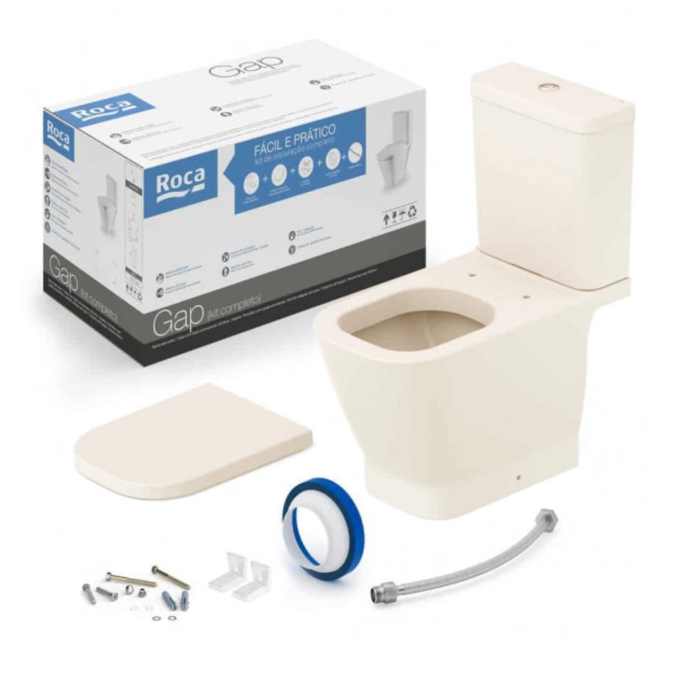 Kit De Bacia Com Caixa Acoplada, Assento Termofixo com Queda Amortecida e itens de instalação Gap Beige C323723010 Kit De Bacia Com Caixa Acoplada, Assento Termofixo com Queda Amortecida e itens de instalação Gap Beige C323723010