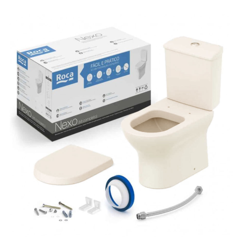 Kit De Bacia Com Caixa Acoplada, Assento Termofixo com Queda Amortecida e itens de instalação Nexo Beige C343723011 Kit De Bacia Com Caixa Acoplada, Assento Termofixo com Queda Amortecida e itens de instalação Nexo Beige C343723011