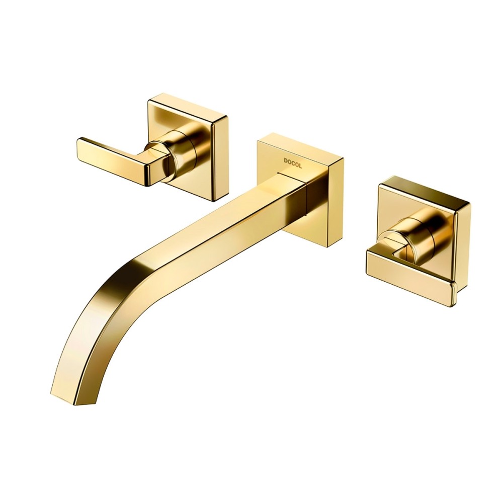 Misturador parede lavatório DocolStillo ouro polido 00832443 Misturador parede lavatório DocolStillo ouro polido 00832443
