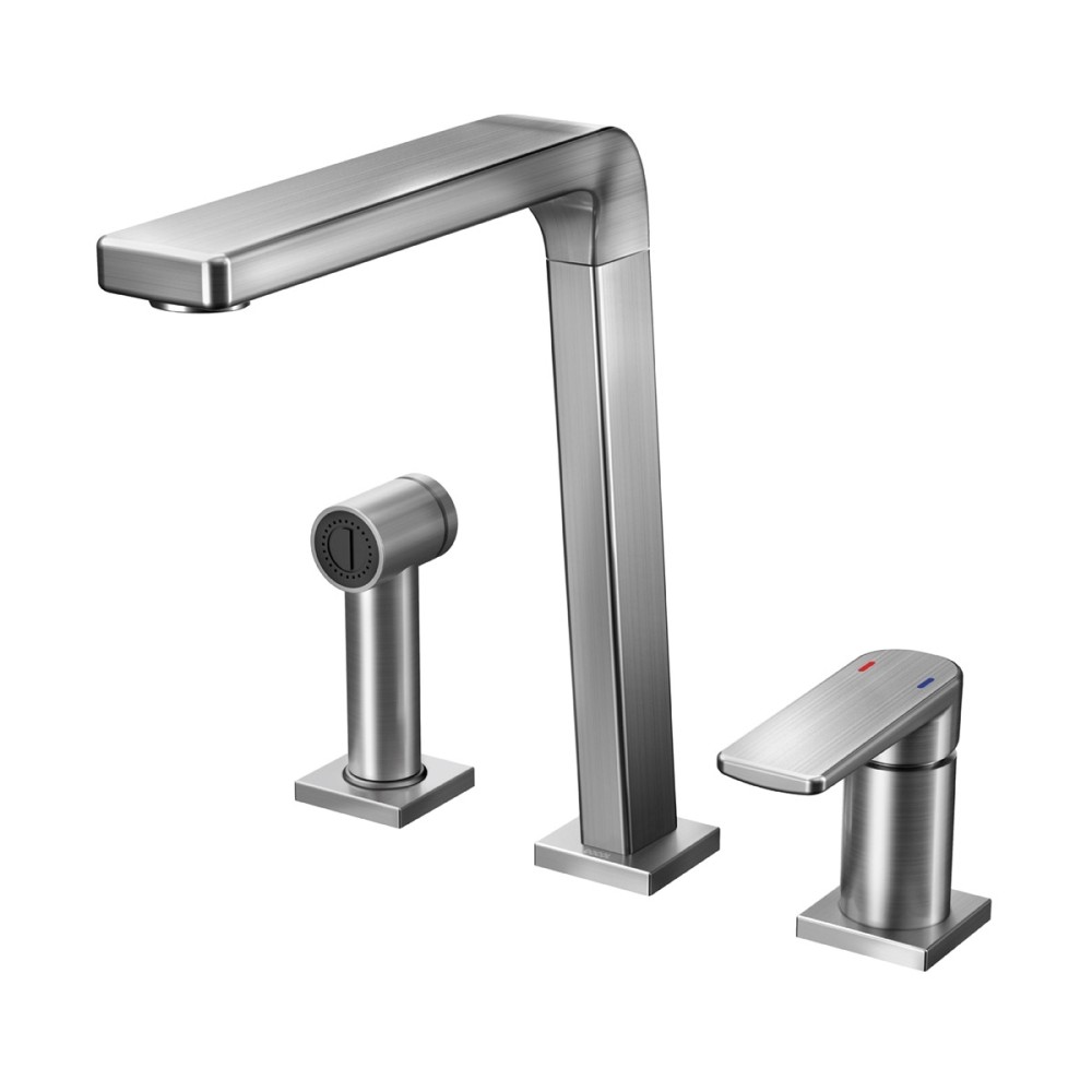 Monocomando para cozinha com ducha Bistrô grafite escovado 00647370 Monocomando para cozinha com ducha Bistrô grafite escovado 00647370
