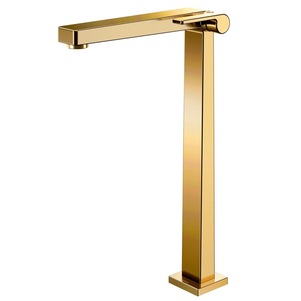 Torneira bica alta 90° de mesa para lavatório DocolStillo ouro polidodo 00824843 Torneira bica alta 90° de mesa para lavatório DocolStillo ouro polidodo 00824843