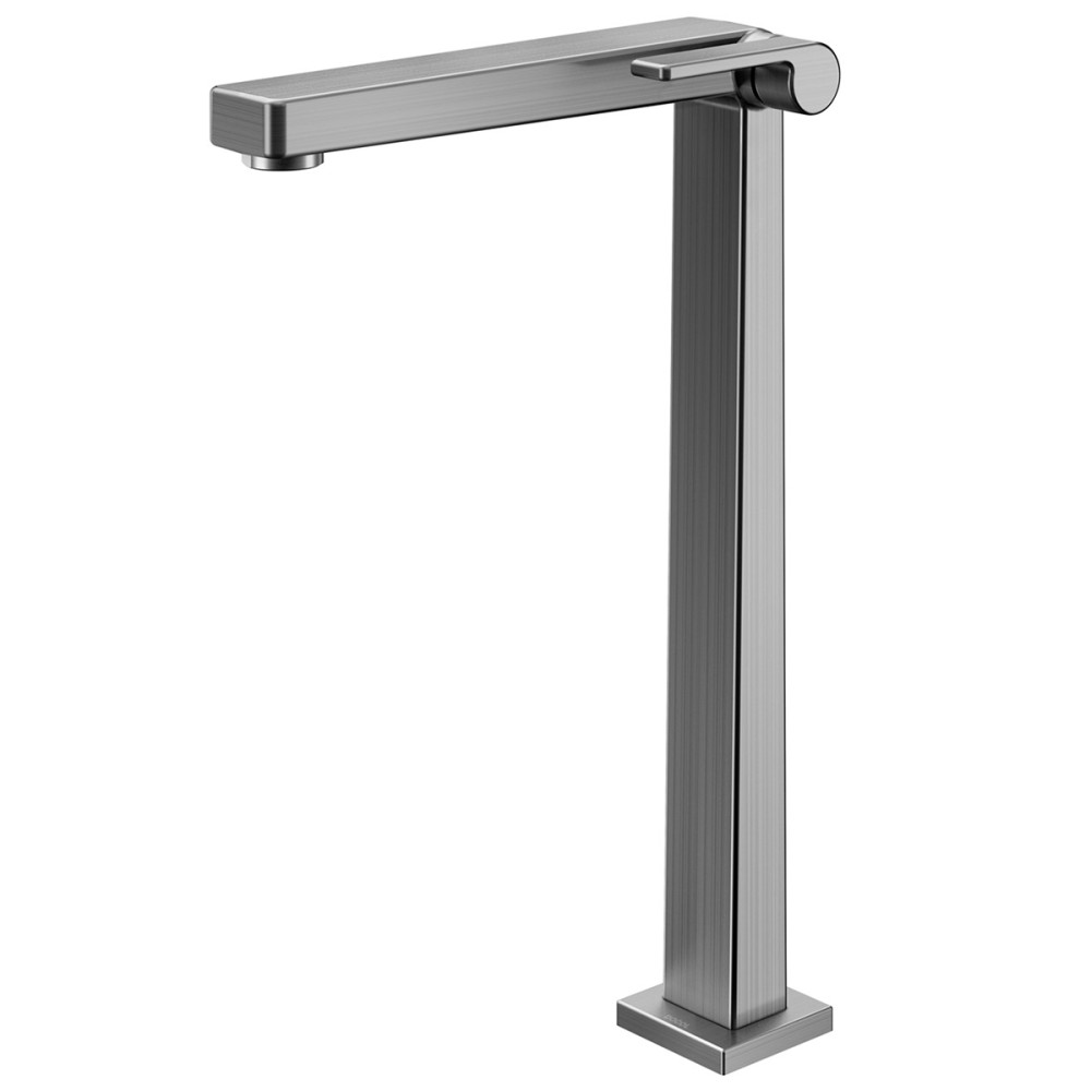 Torneira bica alta 90° de mesa para lavatório DocolStillo grafite escovado 00824870 Torneira bica alta 90° de mesa para lavatório DocolStillo grafite escovado 00824870