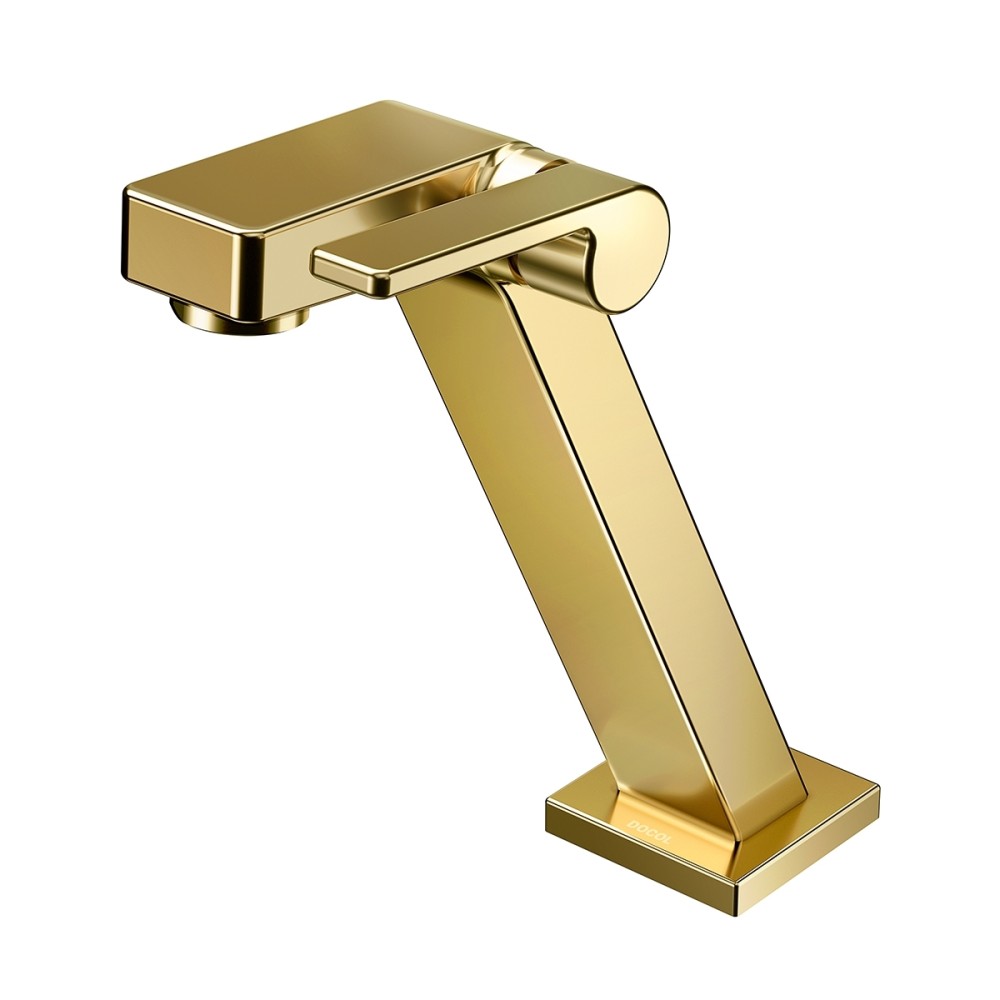 Torneira bica baixa de mesa para lavatório DocolStillo ouro polido 00820243 Torneira bica baixa de mesa para lavatório DocolStillo ouro polido 00820243