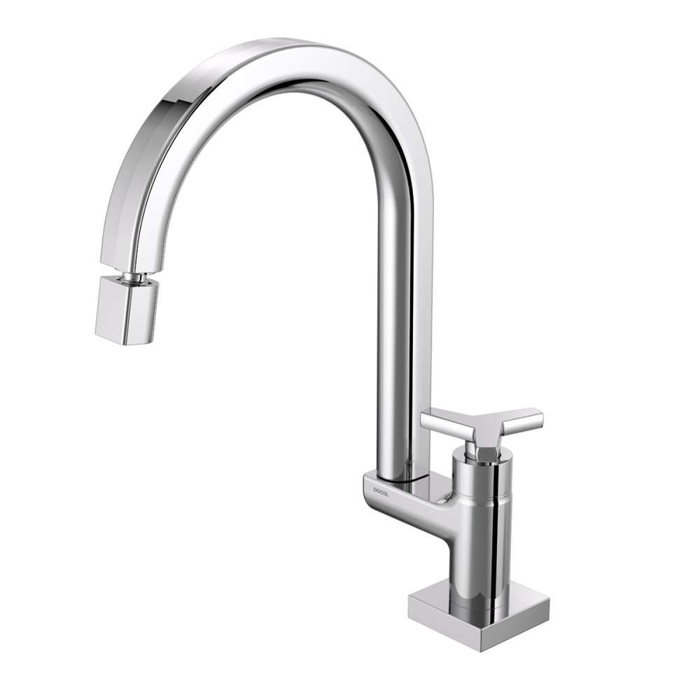 Torneira bica alta de mesa para cozinha DocolCity cromado 00876706 Torneira bica alta de mesa para cozinha DocolCity cromado 00876706