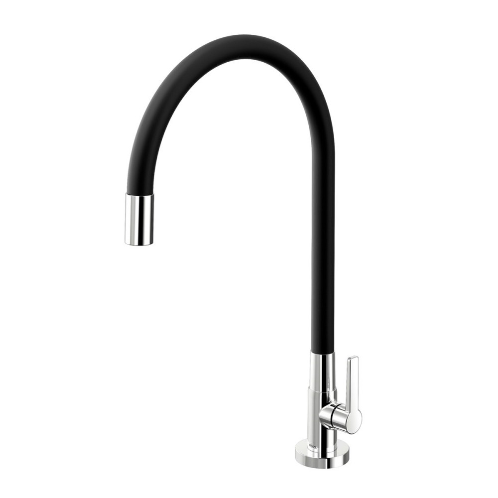 Torneira bica alta de mesa para cozinha Galiflex cromado/preta 00966957 Torneira bica alta de mesa para cozinha Galiflex cromado/preta 00966957
