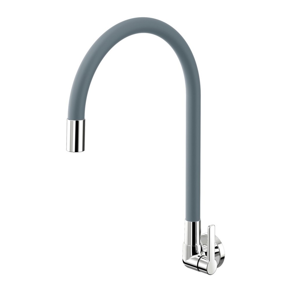 Torneira bica alta de parede para cozinha Galiflex cromado/cinza 00967463 Torneira bica alta de parede para cozinha Galiflex cromado/cinza 00967463