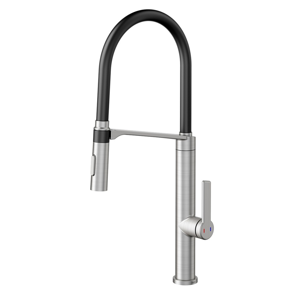 Monocomando Doc Inox Escovado com mangueira na cor preta 006957BI Monocomando Doc Inox Escovado com mangueira na cor preta 006957BI